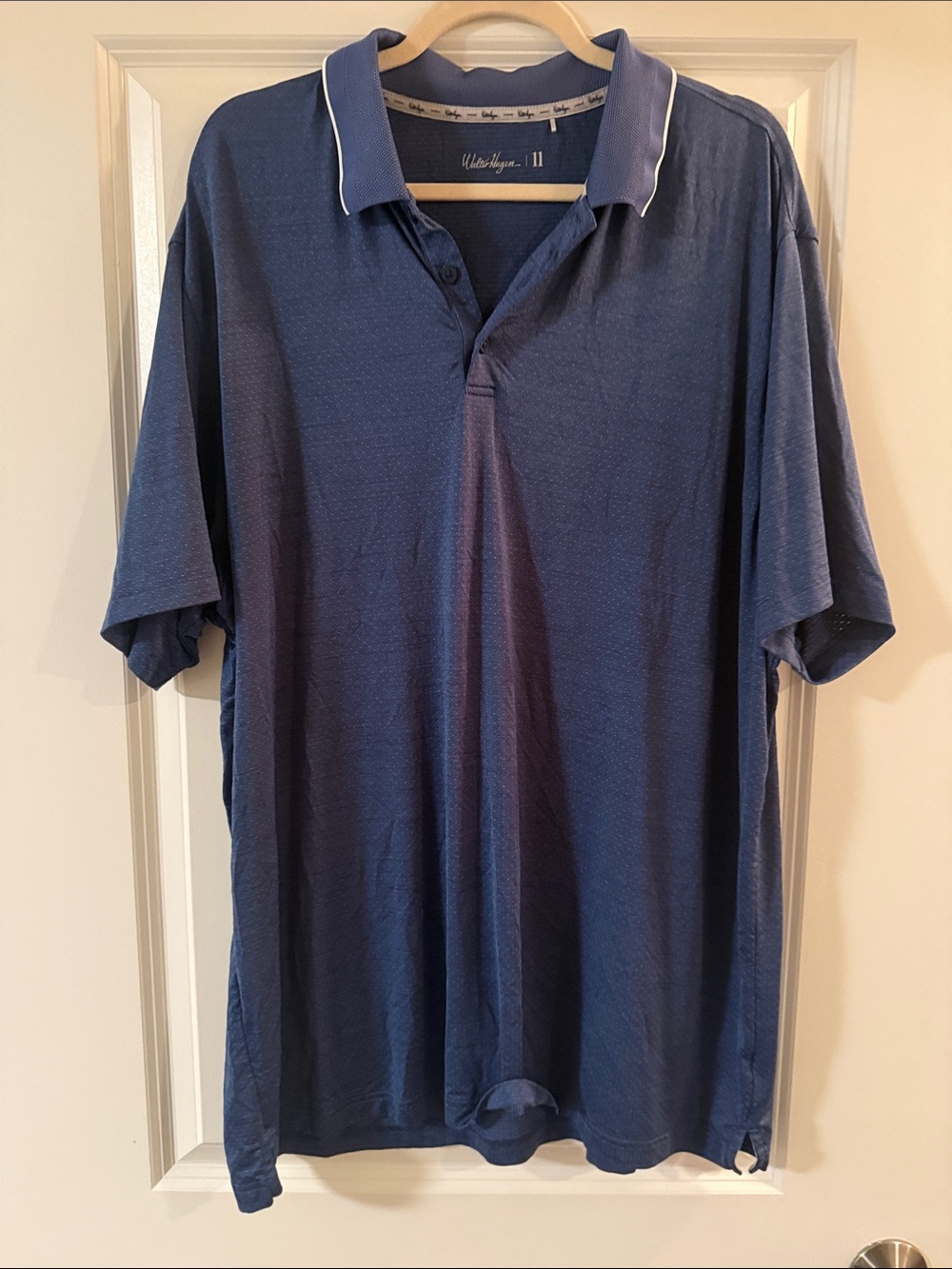 Walter Hagen Blue Polo with White-Trim Collar
